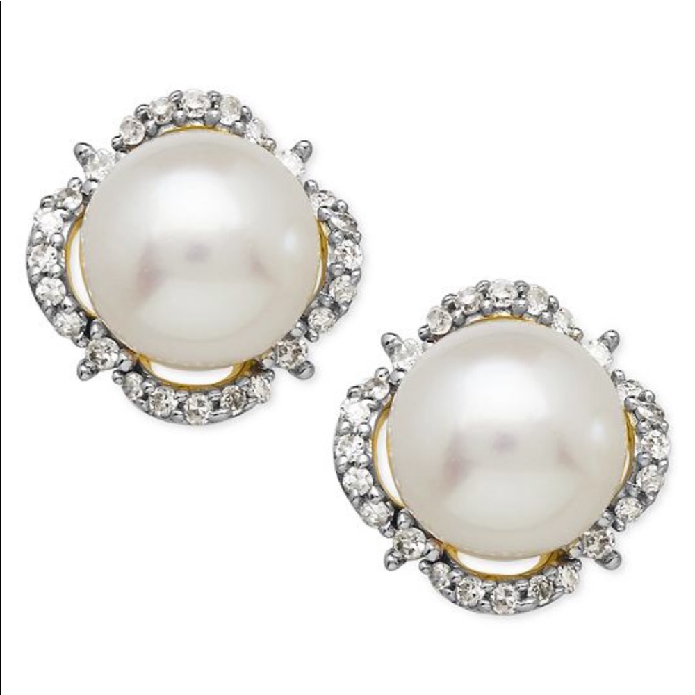 Macy’s Jewelry diamond and pearl earrings.